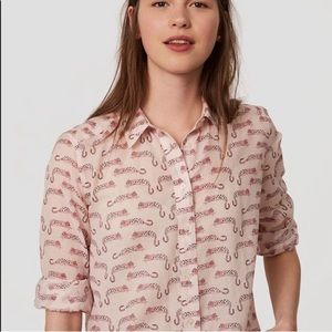 Loft Softened Jaguar Pink Button Down Shirt